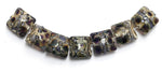 10407304 - Seven Black w/Purple Silver Foil Pillow Beads