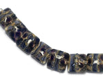 10407304 - Seven Black w/Purple Silver Foil Pillow Beads