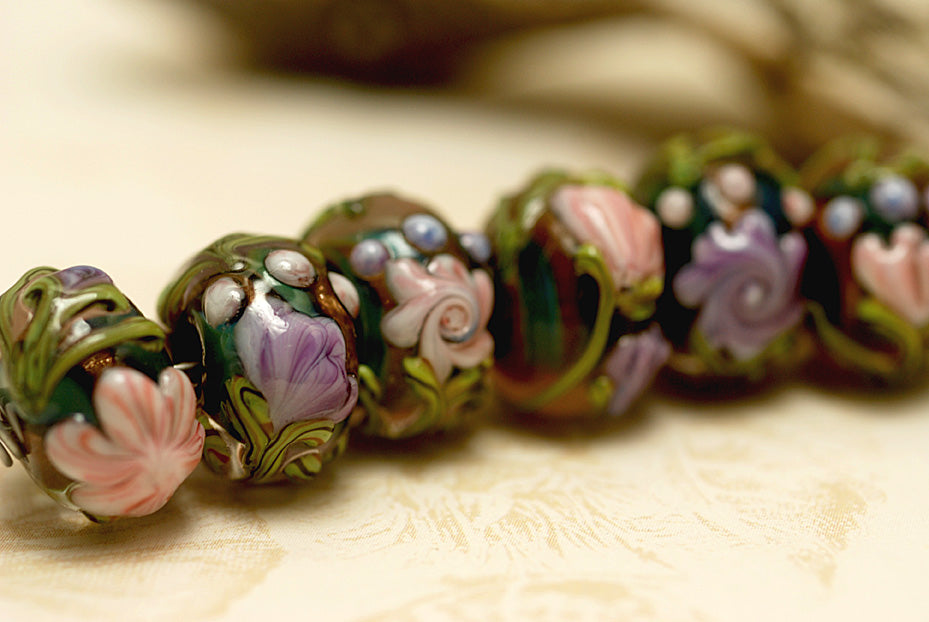 grace lampwork beads artisan handmade glass beads SRA