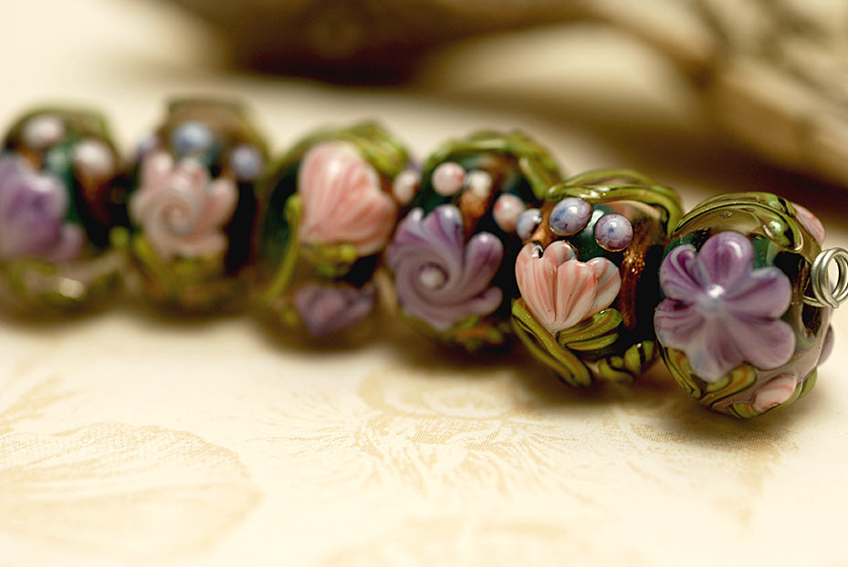 grace lampwork beads artisan handmade glass beads SRA