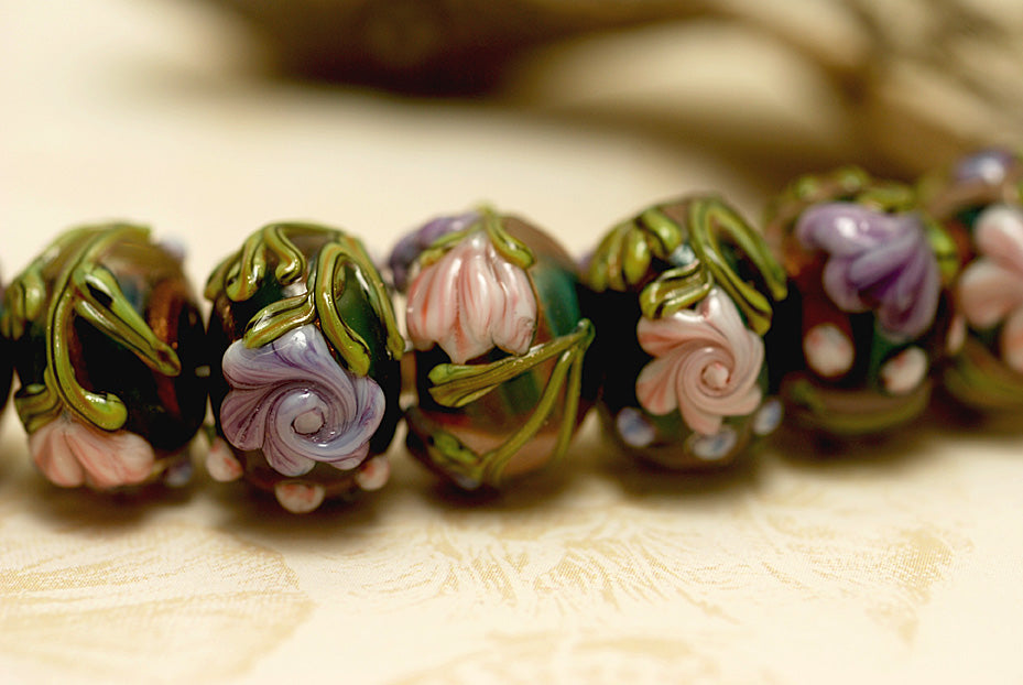 grace lampwork beads artisan handmade glass beads SRA