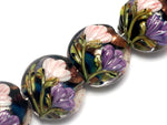 10407412 - Four Pink & Purple Floral Lentil Beads