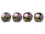 10407412 - Four Pink & Purple Floral Lentil Beads