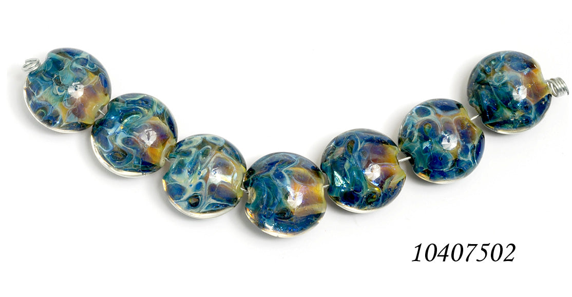 10407502 - Seven Blue & Orange Lentil Beads