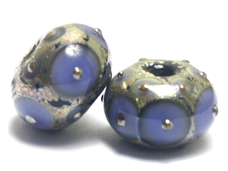 10407801 - Seven Lavender w/Metal Dots Rondelle Beads