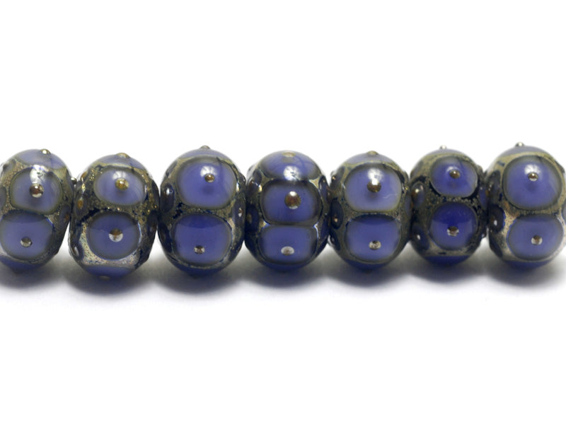 10407801 - Seven Lavender w/Metal Dots Rondelle Beads