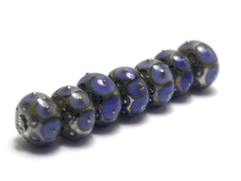 10407801 - Seven Lavender w/Metal Dots Rondelle Beads