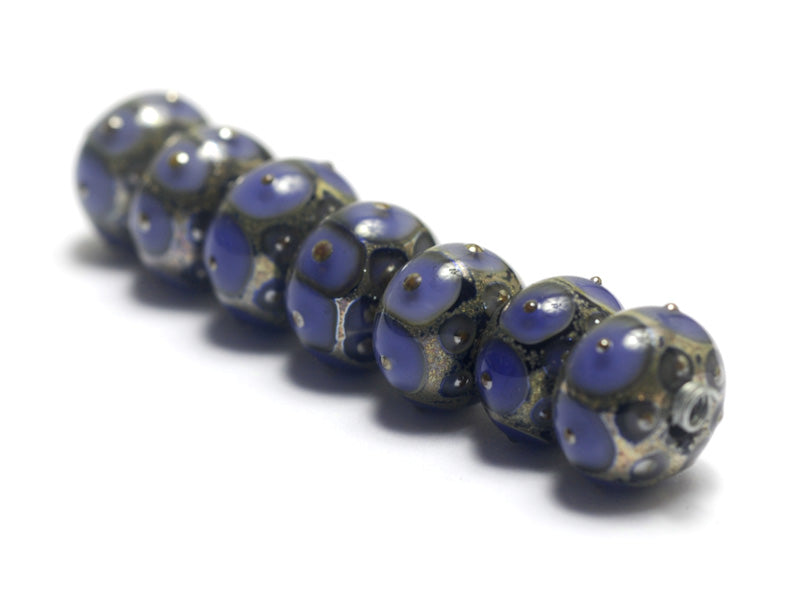 10407801 - Seven Lavender w/Metal Dots Rondelle Beads