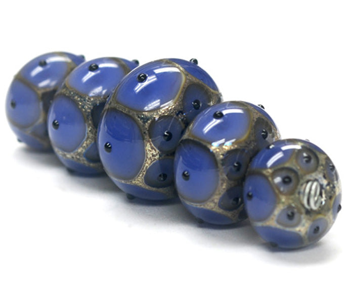 10407811 - Five Graduated Purple w/Black Dots Rondelle Beads