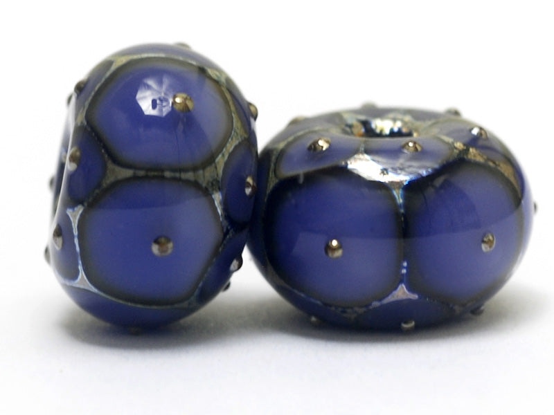 10407821 - Six Lavender w/Metal Dots Rondelle Beads