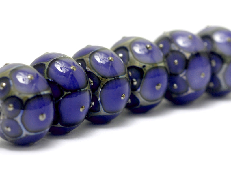 10407821 - Six Lavender w/Metal Dots Rondelle Beads