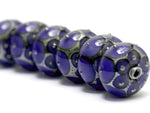 10407821 - Six Lavender w/Metal Dots Rondelle Beads