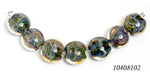 10408102 - Seven Blue-green & Purple Lentil Beads