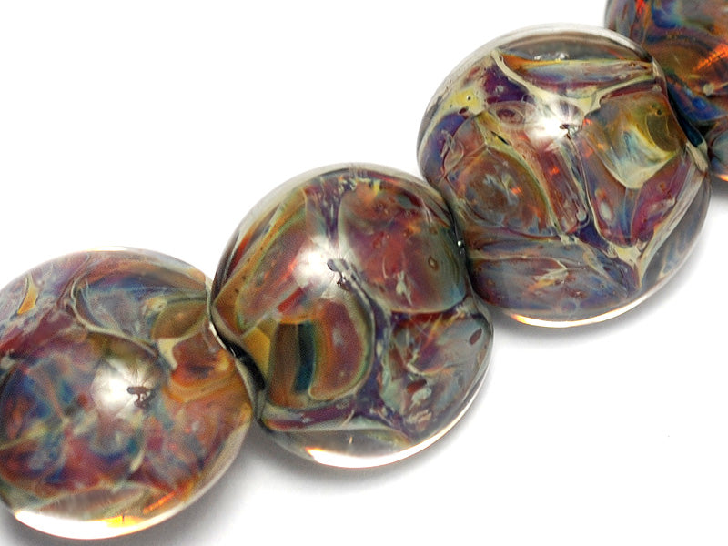 10408102 - Seven Blue-green & Purple Lentil Beads