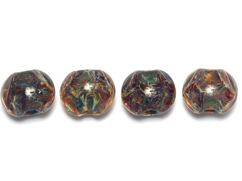 10408112 - Four Blue-green & Purple Lentil Beads