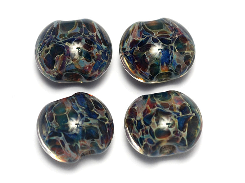 10408212 - Four Blues Free Style Boro Lentil Beads