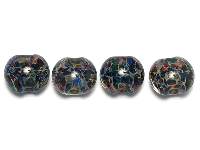10408212 - Four Blues Free Style Boro Lentil Beads