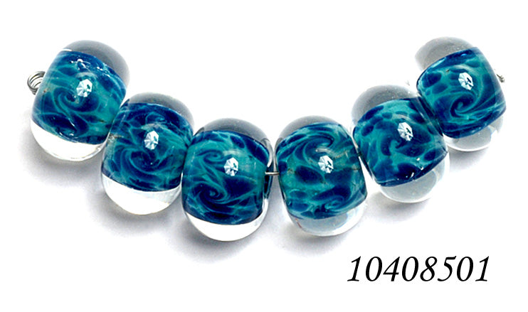 10408501 - Six Teal Blue Free Style  Rondelle Beads