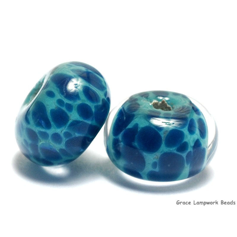 10408601 - Seven Teal Blue Free Style Rondelle Beads