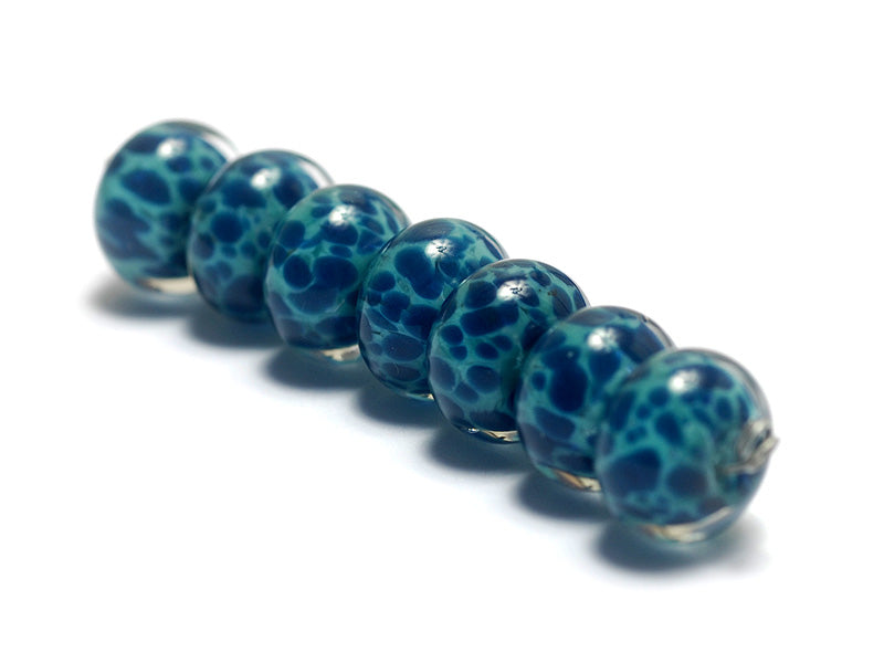 10408601 - Seven Teal Blue Free Style Rondelle Beads
