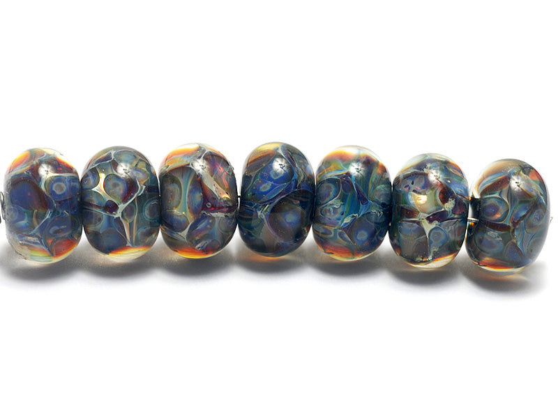 10408801 - Seven Blue-green & Purple Rondelle Beads