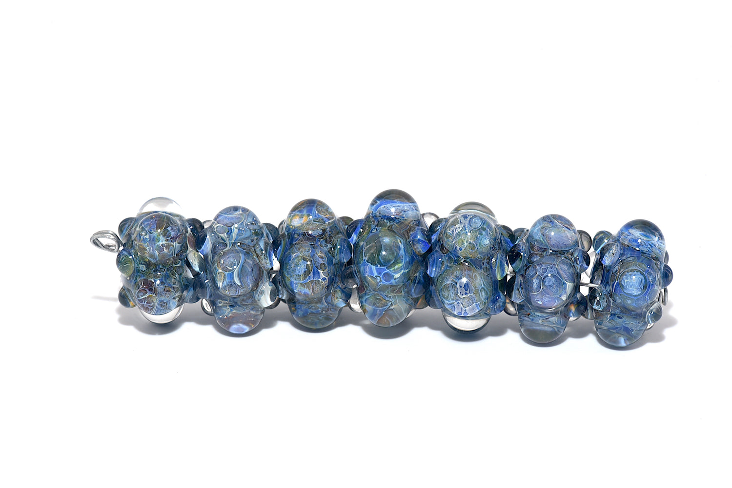 10408901 - Seven Purple & Blue Borosilicate Rondelle Beads