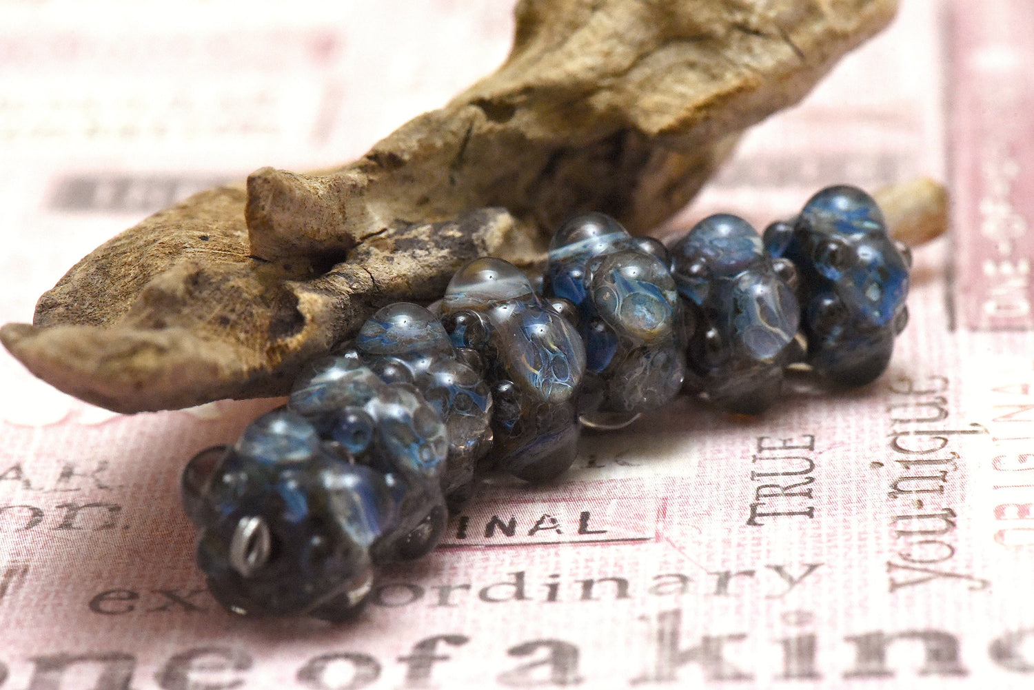 10408901 - Seven Purple & Blue Borosilicate Rondelle Beads