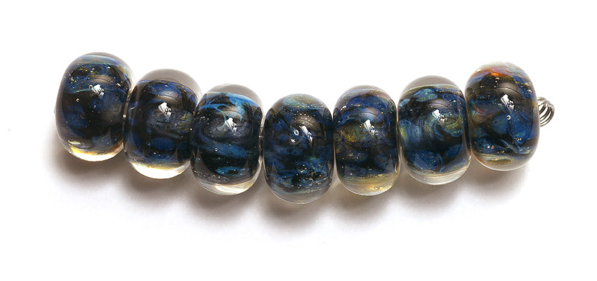 10409101 - Seven Blues Boro Rondelle Beads