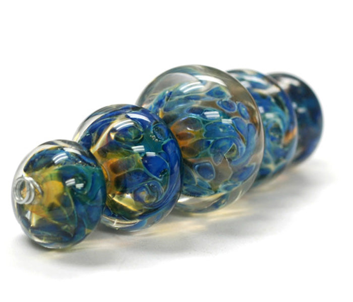 10409311 - Five Graduated Blue & Orange Rondelle Beads