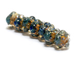 10409401 - Seven Blue & Orange Boro Rondelle Beads