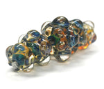 10409411 - Five Graduated Blue & Orange Boro Rondelle Beads