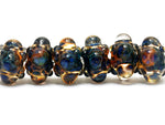 10409421 - Six Blue & Orange Rondelle Beads