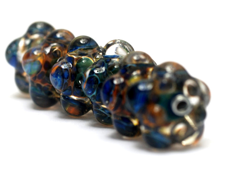 10409421 - Six Blue & Orange Rondelle Beads