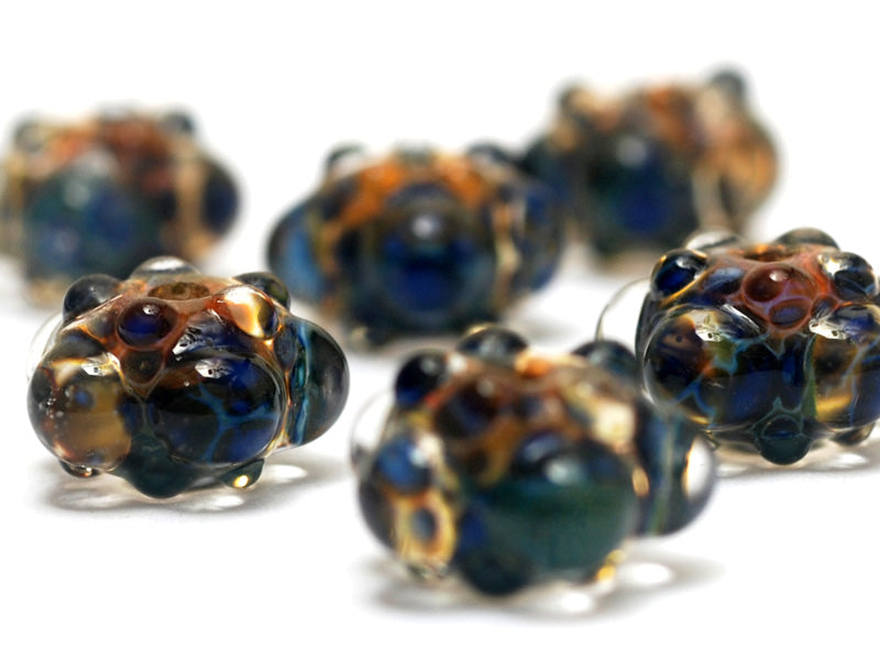 10409421 - Six Blue & Orange Rondelle Beads