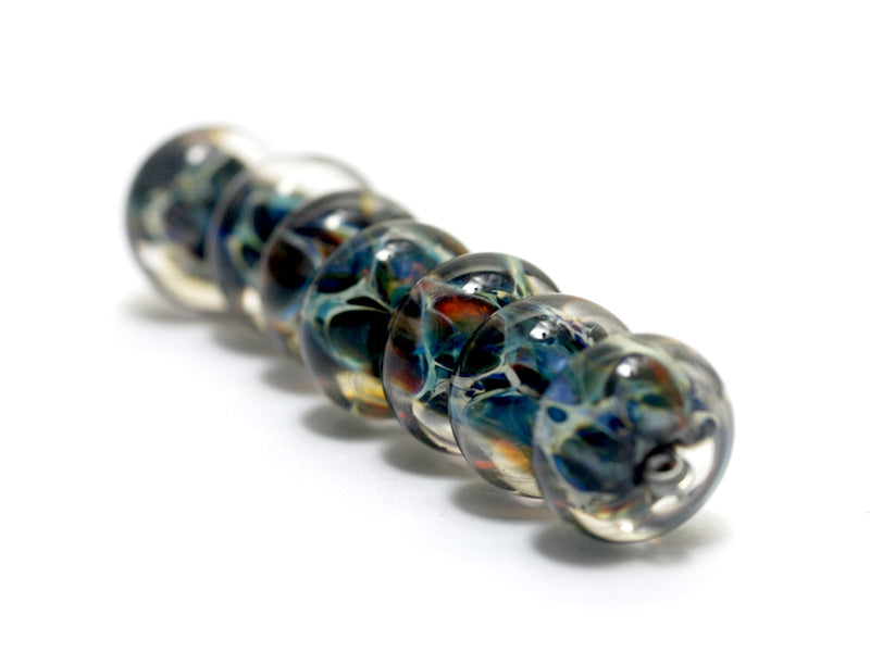 10409501 - Seven Blue/Multi-colors Boro Rondelle Beads