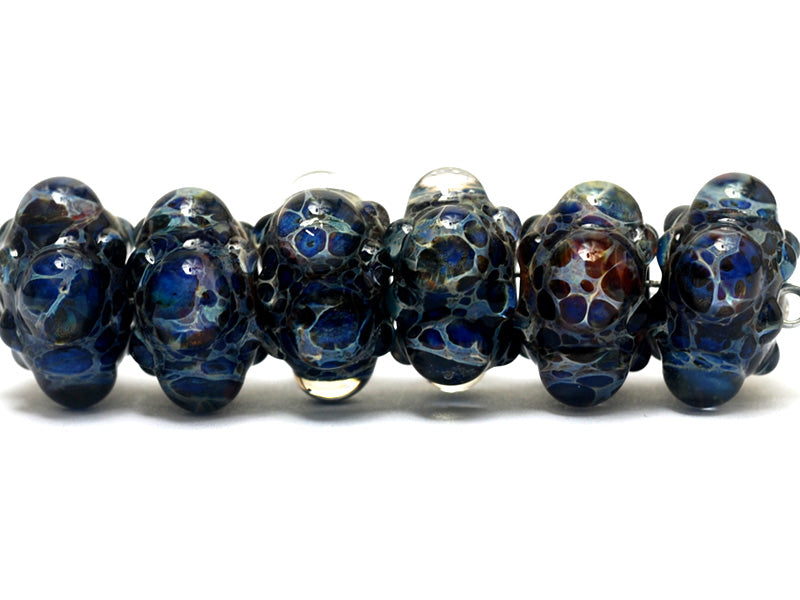 10409621 - Six Blue Free Style Rondelle Beads
