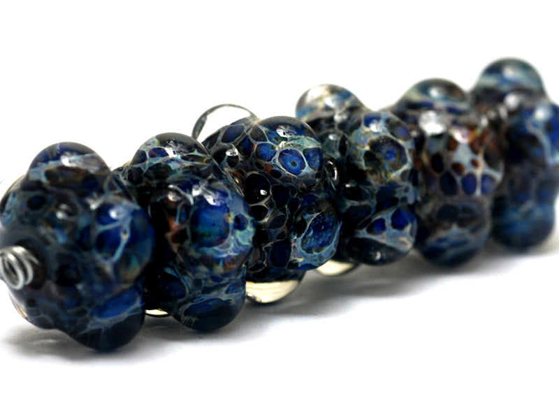 10409621 - Six Blue Free Style Rondelle Beads