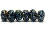 10409721 - Six Blue w/Yellow Orange Rondelle Beads
