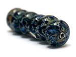 10409721 - Six Blue w/Yellow Orange Rondelle Beads