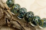 10409721 - Six Blue w/Yellow Orange Rondelle Beads