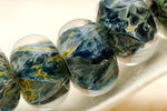 10409721 - Six Blue w/Yellow Orange Rondelle Beads