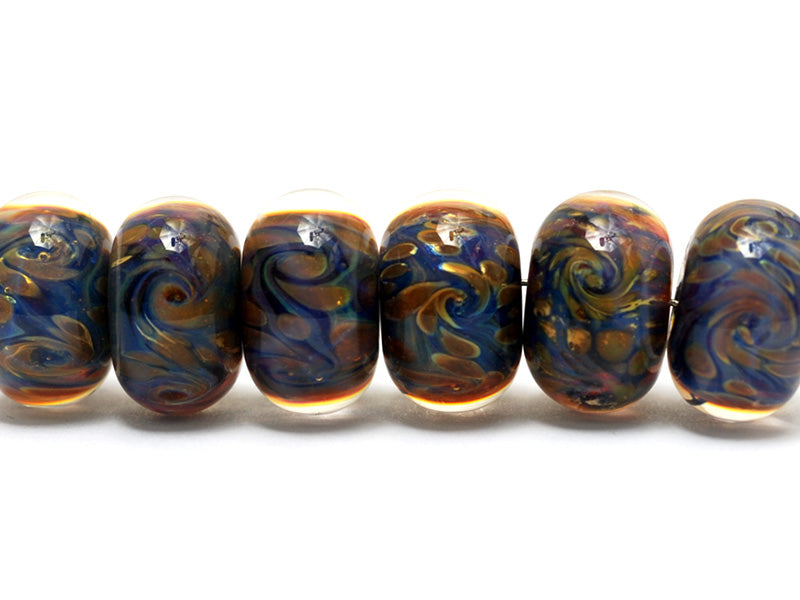 10409821 - Six Yellow w/Blue Rondelle Beads