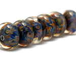 10409821 - Six Yellow w/Blue Rondelle Beads