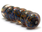 10409821 - Six Yellow w/Blue Rondelle Beads