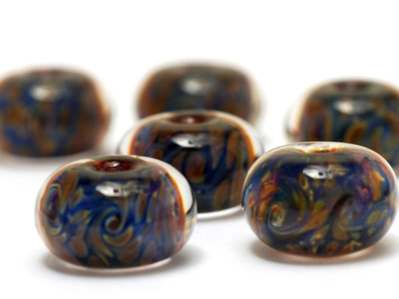 10409821 - Six Yellow w/Blue Rondelle Beads