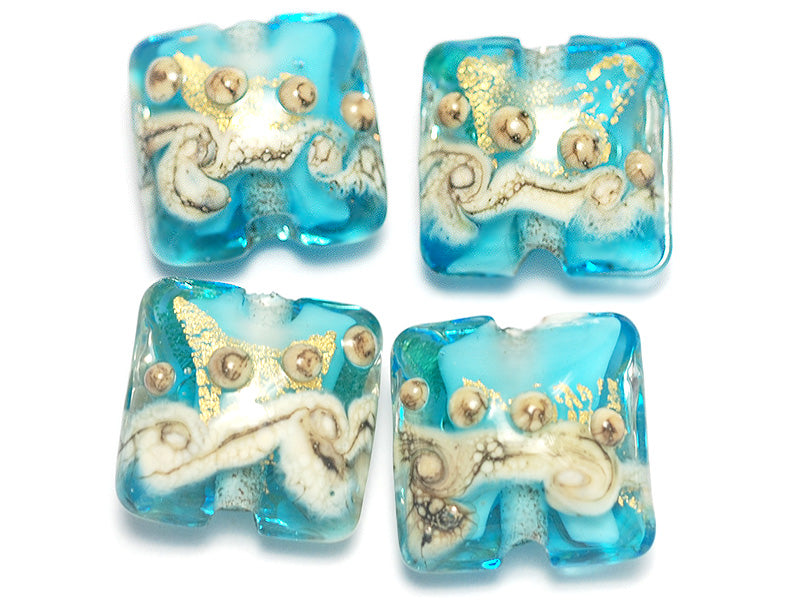 10409914 - Four Aqua Treasure Pillow Beads