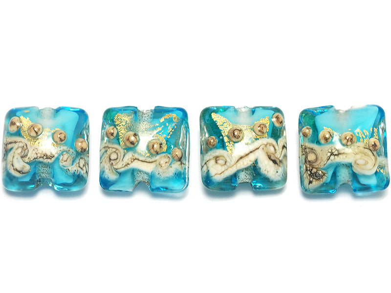 10409914 - Four Aqua Treasure Pillow Beads