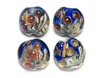 10410012 - Four Cobalt Treasure Lentil Beads