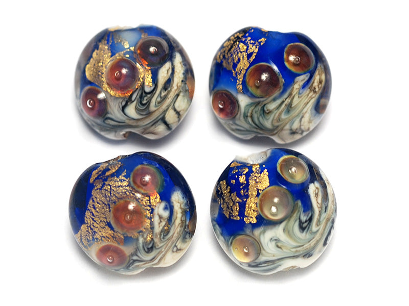 10410012 - Four Cobalt Treasure Lentil Beads