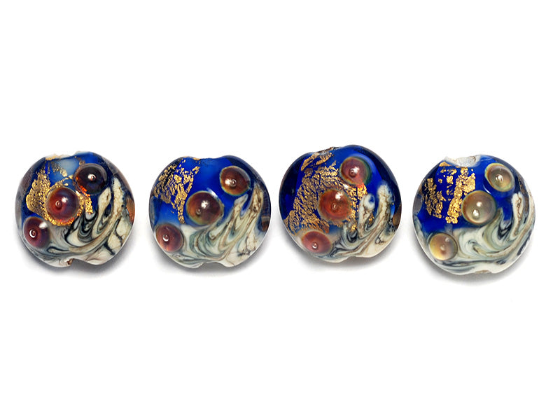 10410012 - Four Cobalt Treasure Lentil Beads